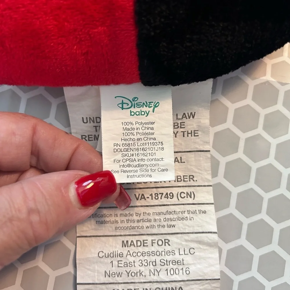 Disney Baby Black and Red Plush U-Shaped Neck Pillow